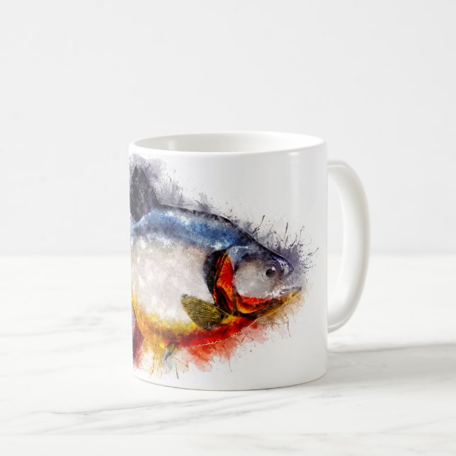 Red Bellied Piranha watercolor monster fish art Coffee Mug (Front Right)