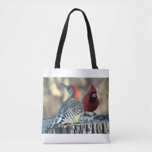 Red-Bellied Woodpecker and Red Cardinal Tote Bag