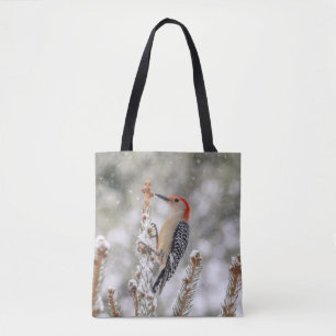 Red-bellied Woodpecker in the snow Tote Bag