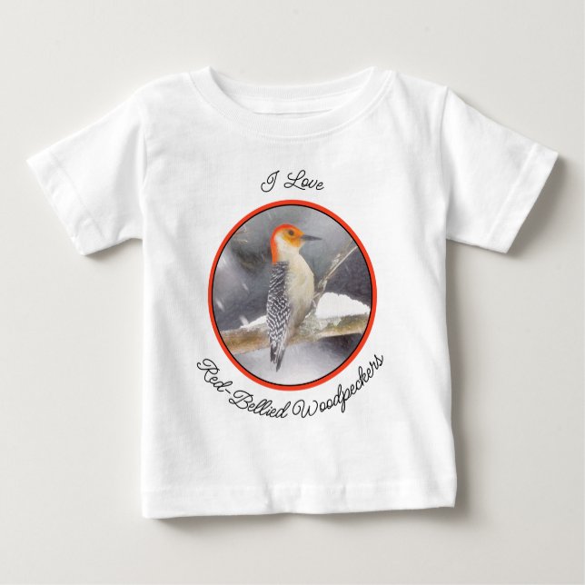 Red-Bellied Woodpecker Painting Original Bird Art Baby T-Shirt (Front)