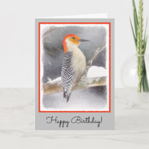 Red-Bellied Woodpecker Painting Original Bird Art Card