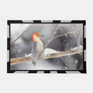 Red-Bellied Woodpecker Painting Original Bird Art Doormat