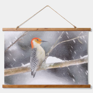 Red-Bellied Woodpecker Painting Original Bird Art Hanging Tapestry