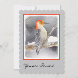Red-Bellied Woodpecker Painting Original Bird Art Invitation
