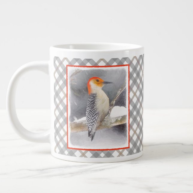 Red-Bellied Woodpecker Painting Original Bird Art Large Coffee Mug (Left)