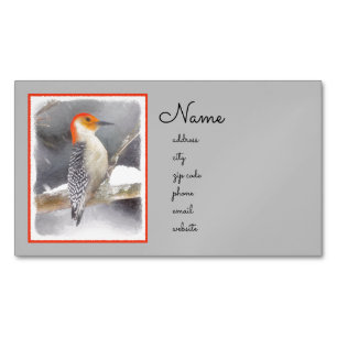 Red-Bellied Woodpecker Painting Original Bird Art Magnetic Business Card