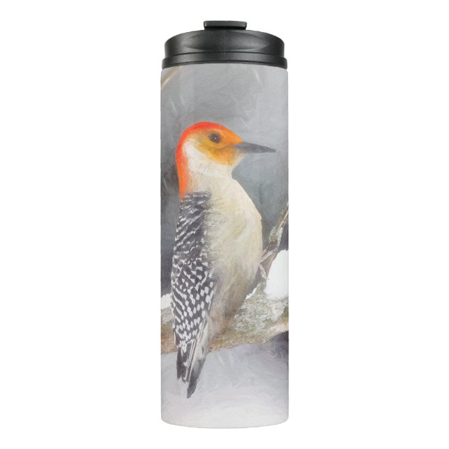 Red-Bellied Woodpecker Painting Original Bird Art Thermal Tumbler (Front)
