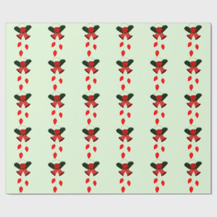 Red Bells and Baubles Green Wrapping Paper