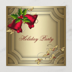 Red Bells Gold Corporate Christmas Party Invitation