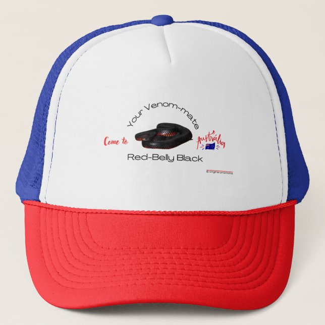 Red Belly Black Trucker Hat (Front)