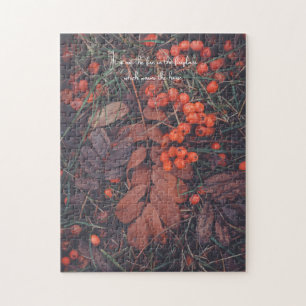 Red berries and brown autumn leaves jigsaw puzzle