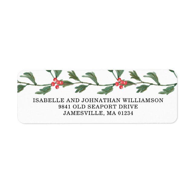 Red Berries and Greenery Return Address Labels (Front)