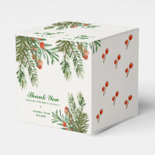 Red Berries And Leaves Festive Christmas Wedding Favour Box