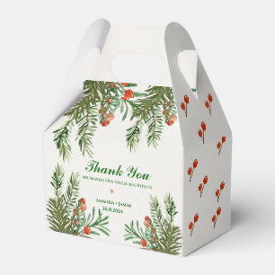 Red Berries And Leaves Festive Christmas Wedding Favour Box