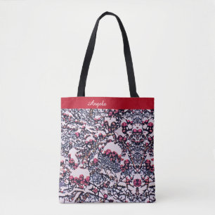 Red berries and snow in Christmas Tote Bag