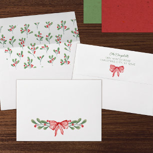 Red Berries Bow Merry Christmas Envelope