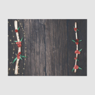 Red Berries Branches & Lights Rustic Holiday Party Tissue Paper