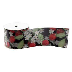 Red berries , cherry grosgrain ribbon
