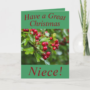 Red Berries Christmas Card for Niece