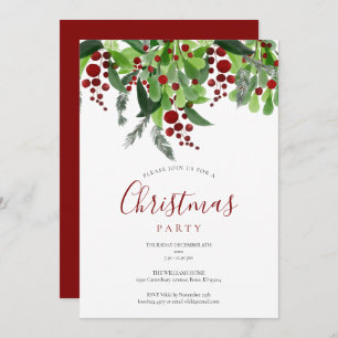Red Berries Christmas Holiday Party Invitation