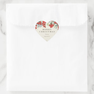 Red Berries + Eucalyptus Merry Christmas/Custom Heart Sticker