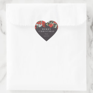 Red Berries + Eucalyptus Merry Christmas/Custom Heart Sticker