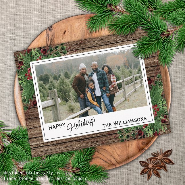 Red Berries Green Holly Cute Botanical Foliage Postcard (Creator Uploaded)