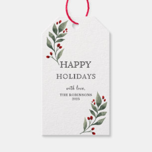 Red Berries Greenery Christmas Holiday  Gift Tags