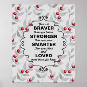 Red Berries Grey Leaves Words of Encouragement Poster