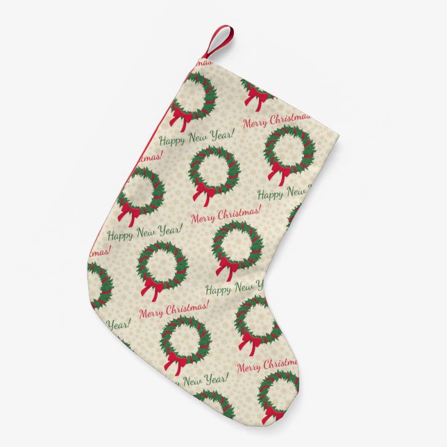Red Berries Holly Merry Christmas Small Christmas Stocking (Front (Hanging))