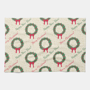 Red Berries Holly Merry Christmas Tea Towel