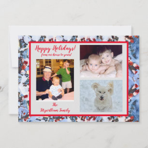 Red Berries in Snow Photo Holiday Card