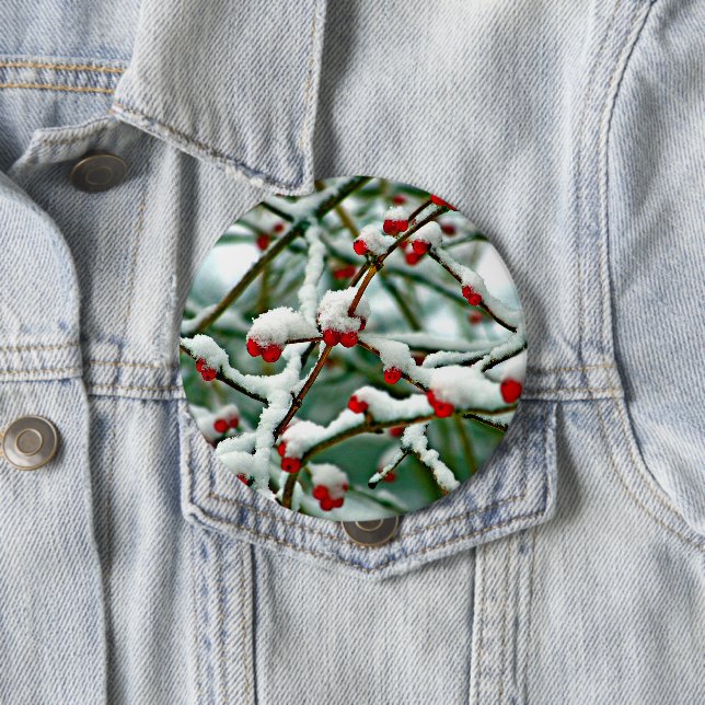 Red Berries in the Snow (2025) 10 Cm Round Badge (In Situ)