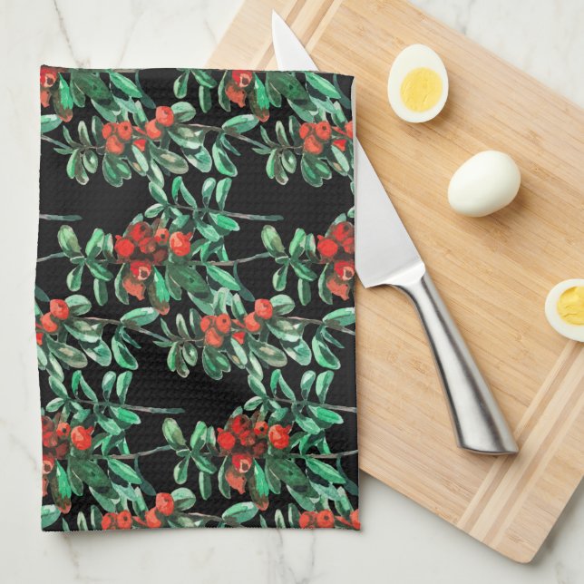 Red berries, lingonberries kitchen towel (Quarter Fold)