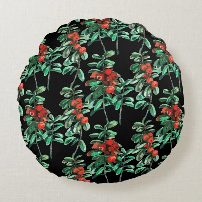 Red berries, lingonberry throw pillow (Front)