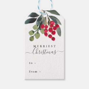 Red Berries Merriest Christmas To From Gift Tag