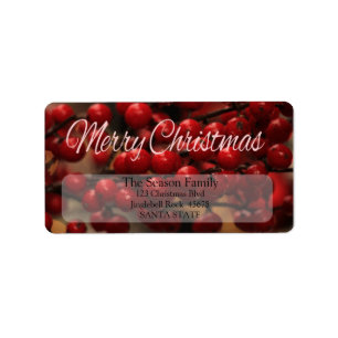 Red berries Merry Christmas  address label