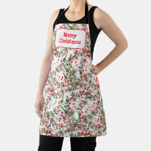 Red Berries Merry Christmas Apron