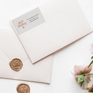 Red Berries Merry Christmas Custom Return Address Label