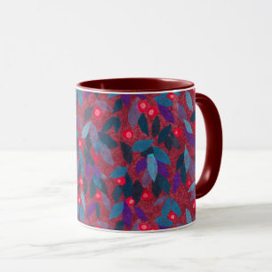 Red Berries Minimal Floral Pattern Simple Botany Mug