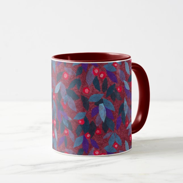 Red Berries Minimal Floral Pattern Simple Botany Mug (Front Right)