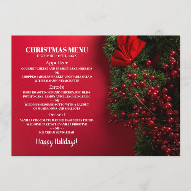 Red Berries & Mistletoe, Christmas Menu (Front)