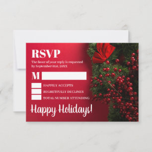 Red Berries & Mistletoe, Christmas RSVP Card
