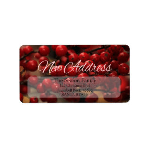 Red berries New address Christmas label