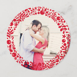 Red Berries Photo Frame Two-Sided Ornament Card