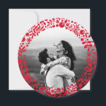 Red Berries Photo Frame Two-Sided Round Card<br><div class="desc">A cheerful round frame of red berries and leaves overlay your favourite photo for a unique and seasonal holiday card that that will stand out from the crowd. Don't forget to personalise the back with your own greeting, a personal message and your names. Punch a hole in the top of...</div>