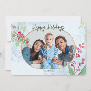 Red Berries Photo Holiday Greeting Card