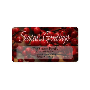 Red berries Season's Greetings address label