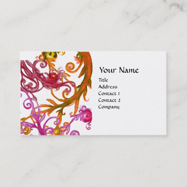 RED BERRIES SWIRLS BUSINESS CARD (Front)
