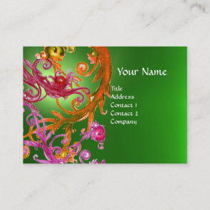 RED BERRIES SWIRLS GEMSTONE green Business Card